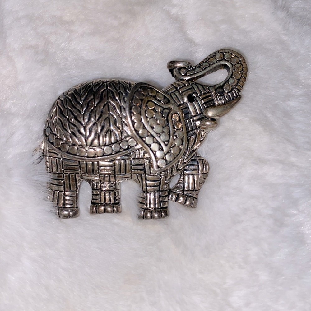 Vintage 80s Stylized Elephant Brooch